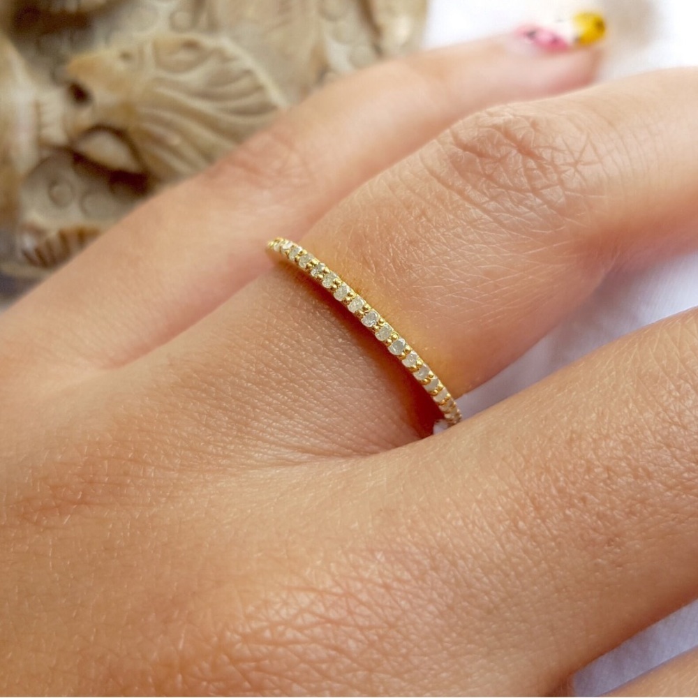 14k rose gold micro pave eternity band w/natural diamonds